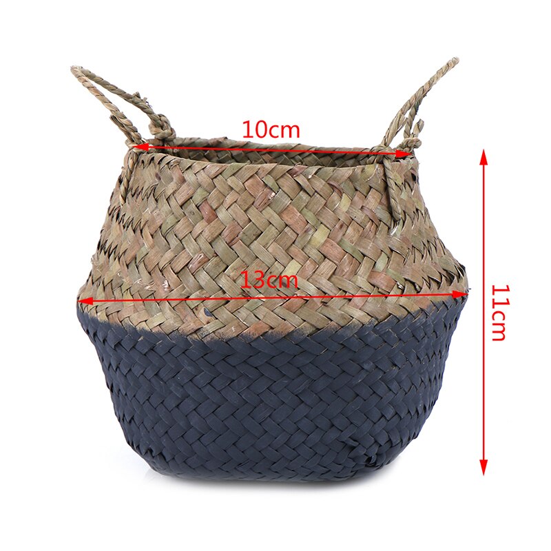 Mini Bambus Lagerung Körbe Faltbare Wäsche Stroh Patchwork Weide Rattan Seegras Bauch Blumentopf Pflanzer Handgemachte Korb