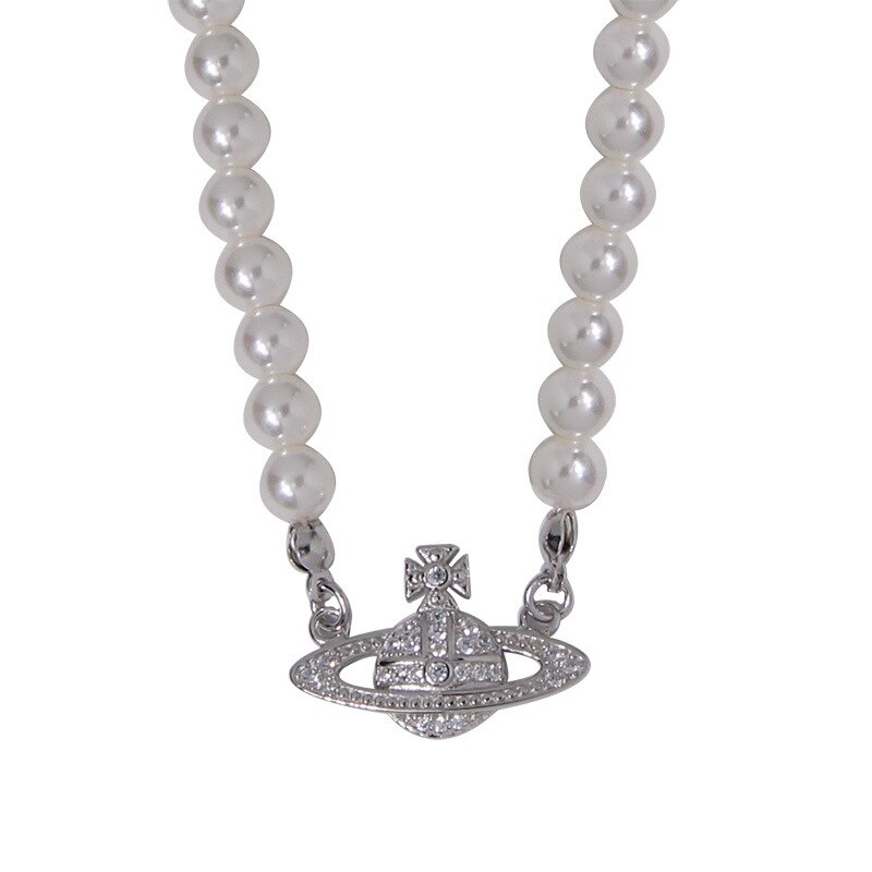 Celi fransk stil 925 sterling sølv saturn perle halskæde kvindelige muslingeskal perle kraveben kæde til kvinder piger fødselsdag