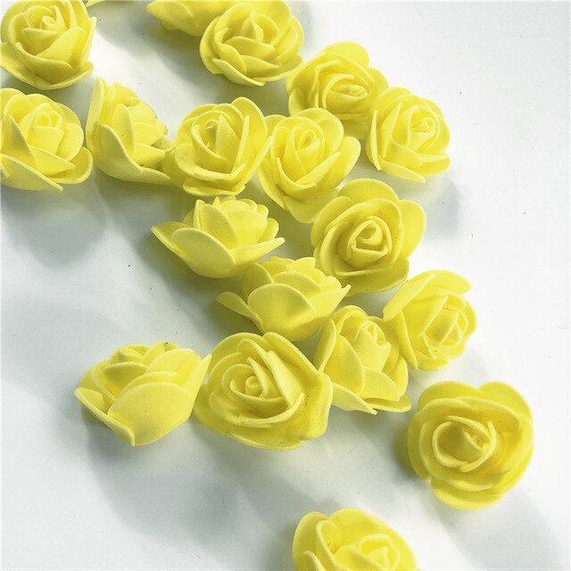 1PC 15cm/20cm/35cm Foam Rose Bear Mold DIY TOY Artificial Rose Flower Bear Plastic Bear Roses Luck Dog Mold Model: 100pcs Yellow