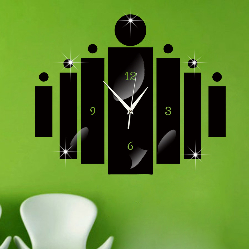 3D Wall Clock Sticker Rectangular Wall Clock Mirror Wall Stickers Acrylic Clocks Modern Big Clocks For Living Room