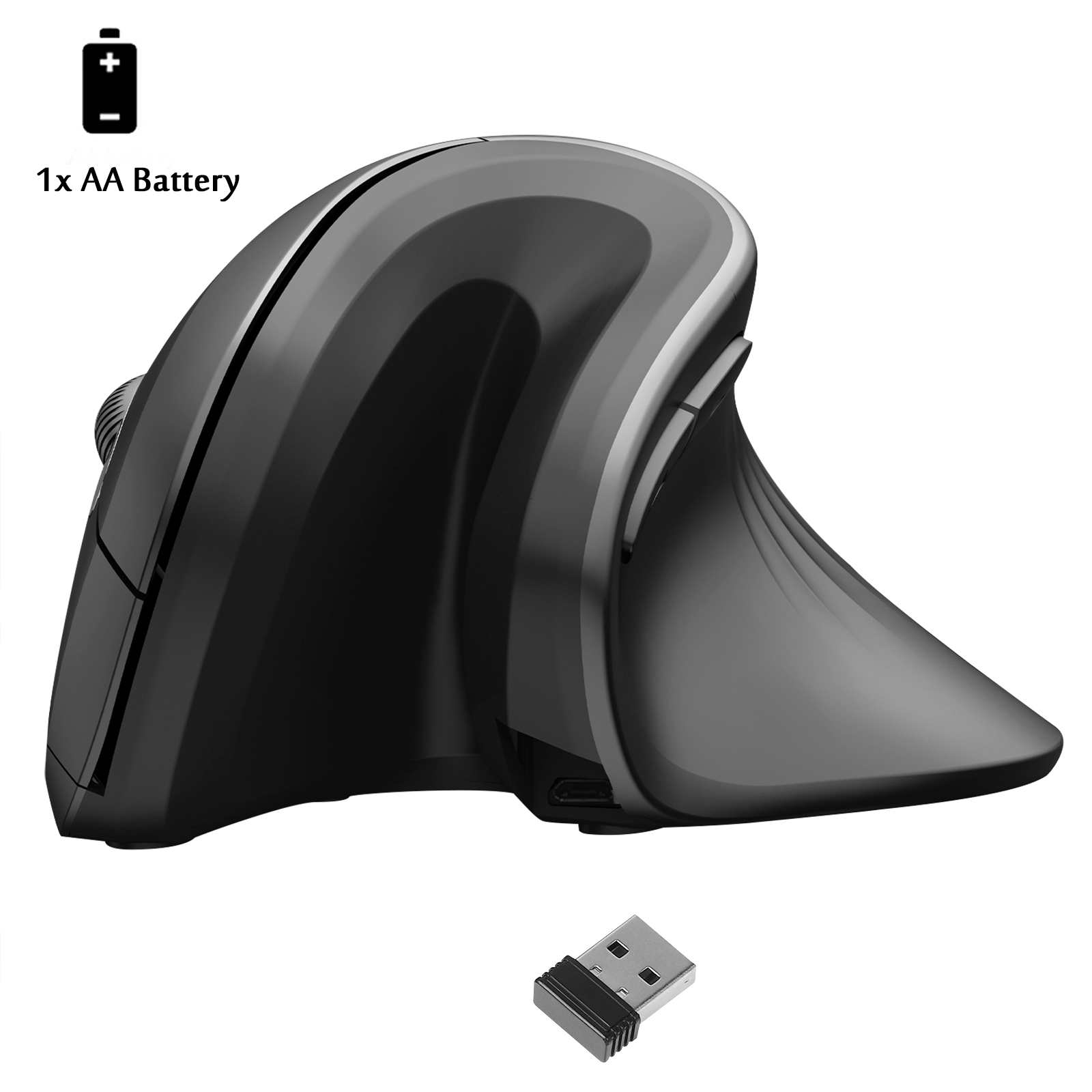 Ergonomic Vertical Mouse 2.4GHz Wireless Rechargeable Gaming Mause Mice USB Optical Wired Mouse For Laptop PC Computer Office: black