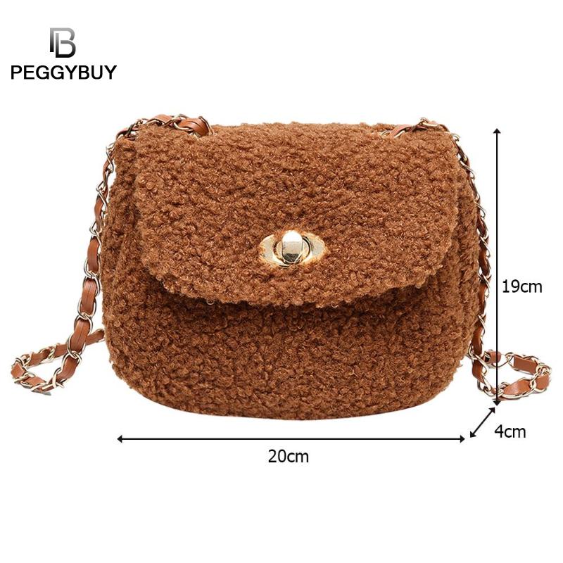 Fleece crossbody handtassen dames effen kleur kleine schoudertassen meisjes kleine schoudertassen portemonnees clutches