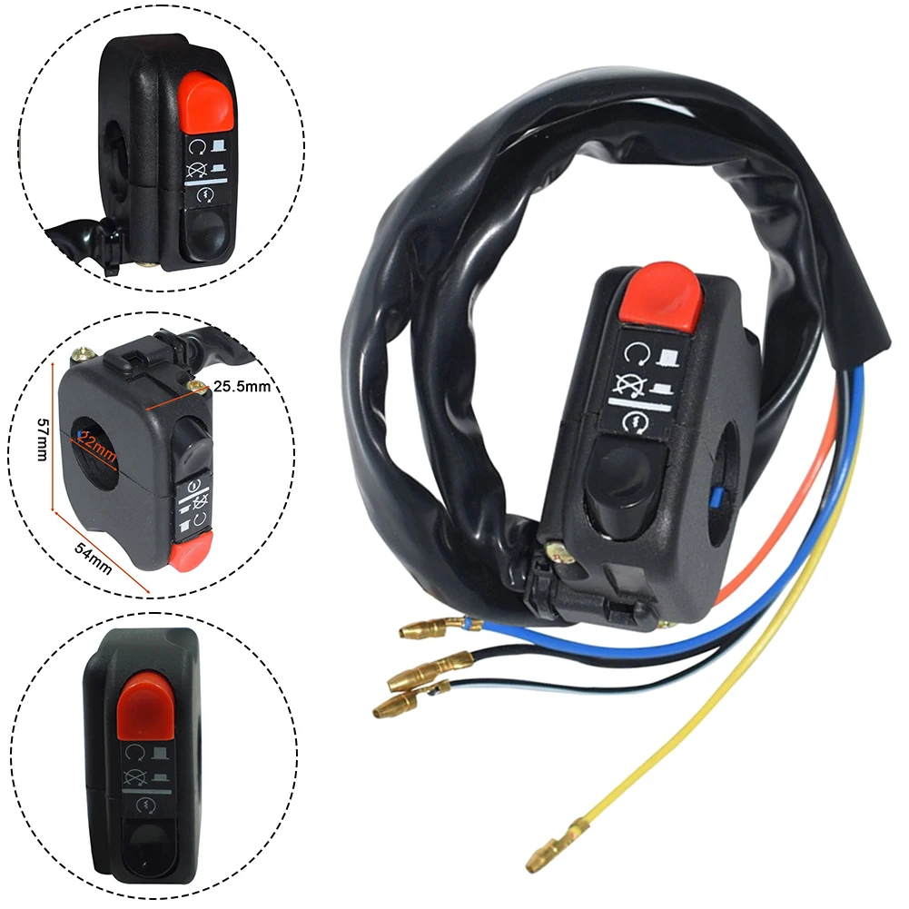Interruptor de motocicleta de 7/8 ", montaje en manillar, botón de arranque y apagado, interruptor lateral de 12V para motocicletas ATV y Scooters