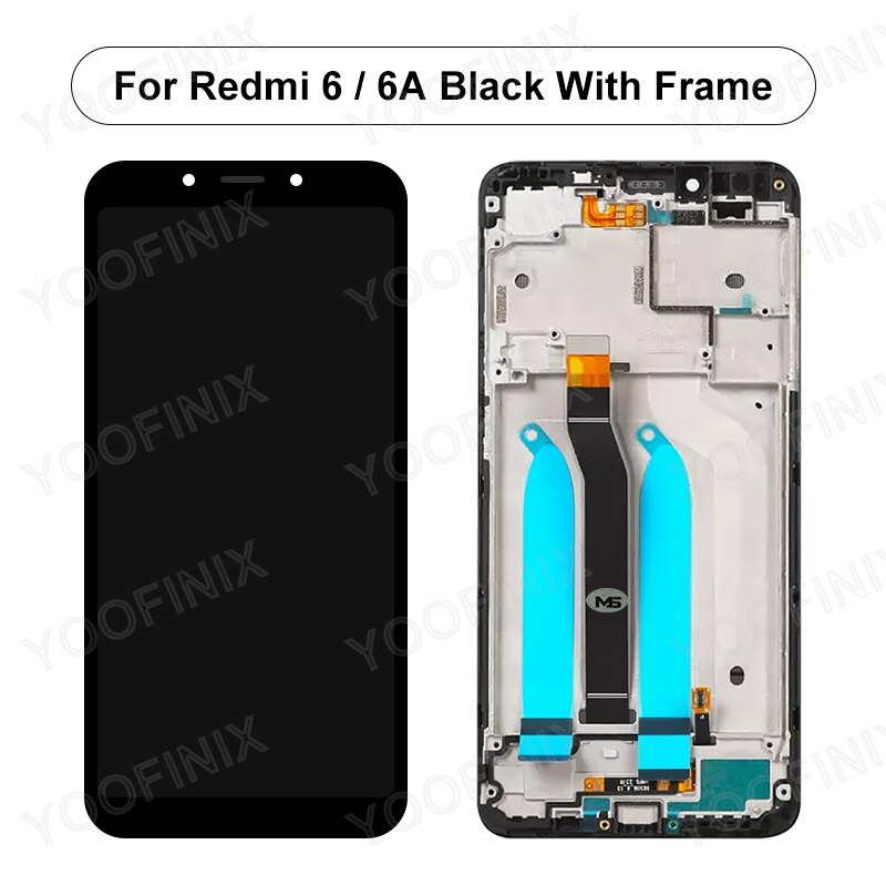 5.45 "oryginalny dla Xiaomi Redmi 6 LCD ekran dotykowy Digitizer części zamienne robić Redmi 6A wyświetlacz LCD M1804C3DG M1804C3DH: czarny z rama