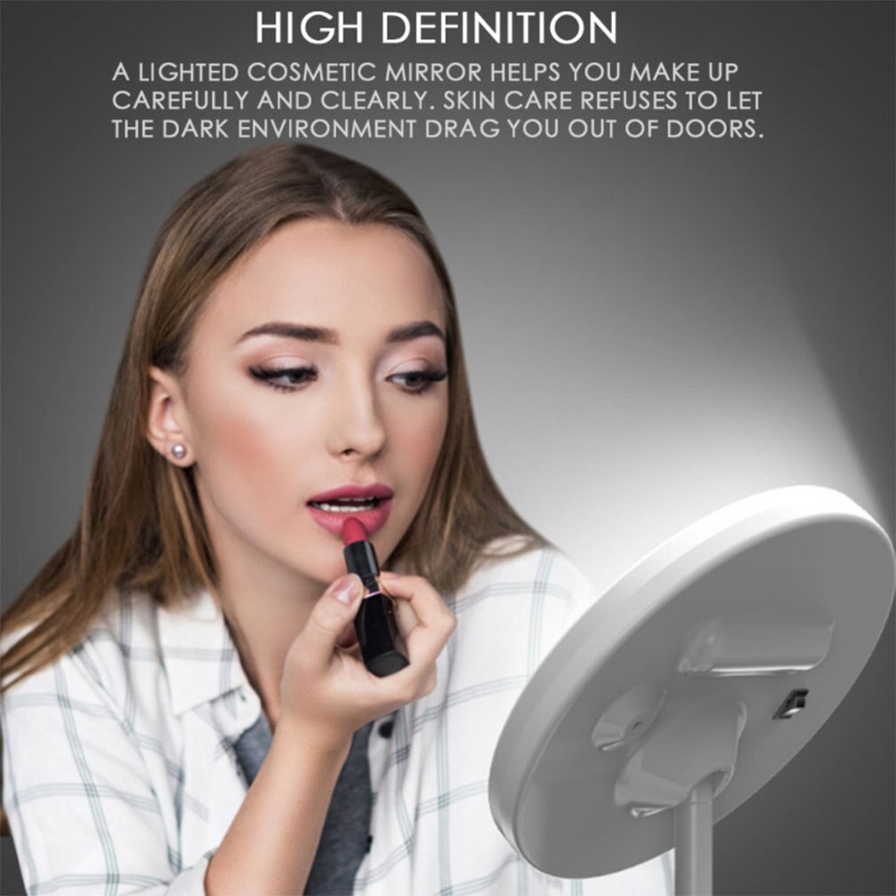 Double Sided Swivel LED Tabletop Makeup Mirror Makeup Mirror Women Facial Makeup Cosmetic Desktop Cosmetic Mirror Tools
