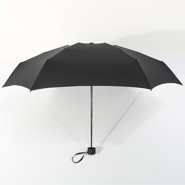 Mini Folding Rain Umbrella Women Men Small Pocket Parasol Girls Anti-UV Waterproof Portable Travel UMBRELLAS 180g: Black