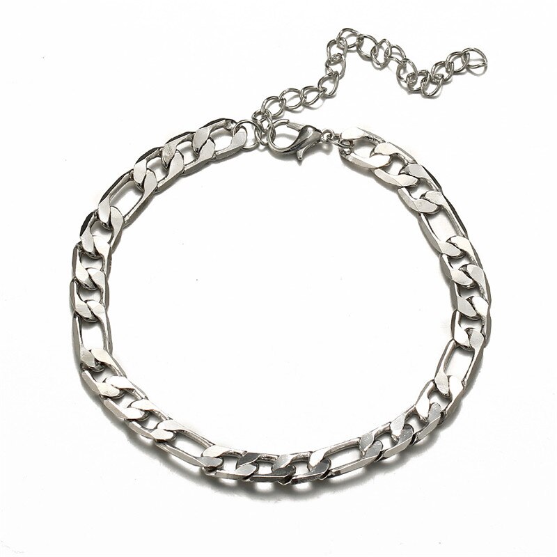 ¡Novedad de ! Tobillera de acero inoxidable de cadena sencilla para pie, pulseras de tobillo para mujer y hombre, cadena para pierna, joyería de 22cm de largo, 1 unidad: silver