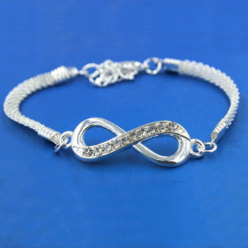 Strass Unendlichkeit Armband für Frauen Männer Glück 8 Wort Armband Schmuck Pulsera Infinito Hand Kette