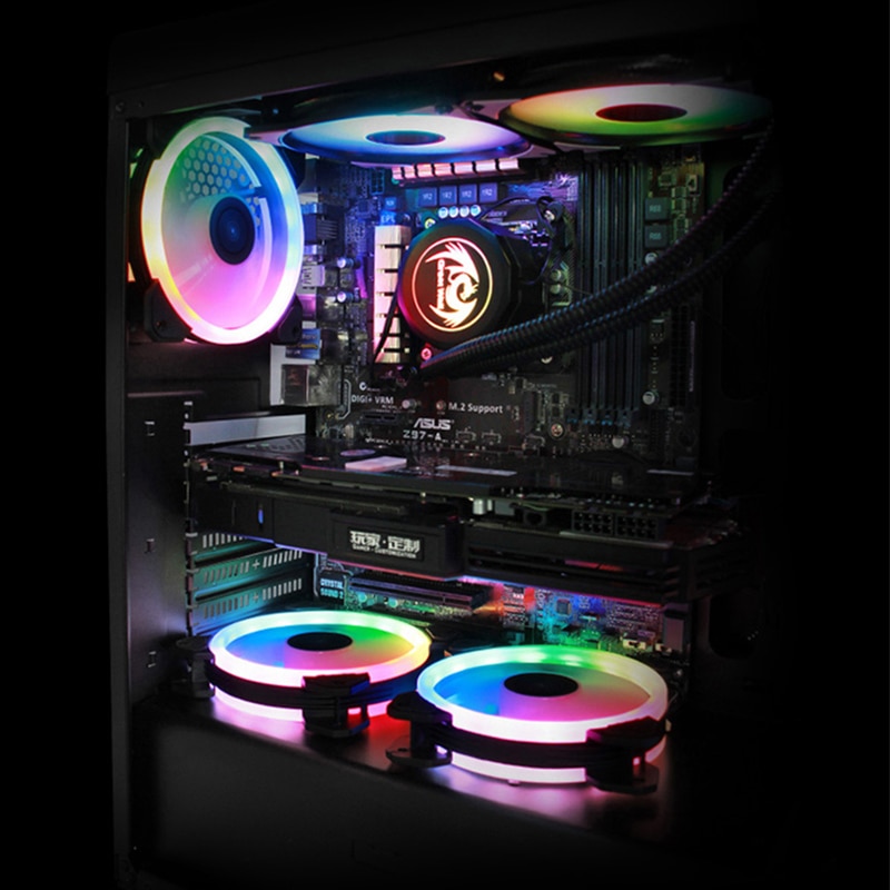 Great Wall PC Case Fan Cooler RGB 120mm 4pin LED Cooling Fans for PC Silent Heatsink 12V Dual Halo Computer Fan RGB Cooling