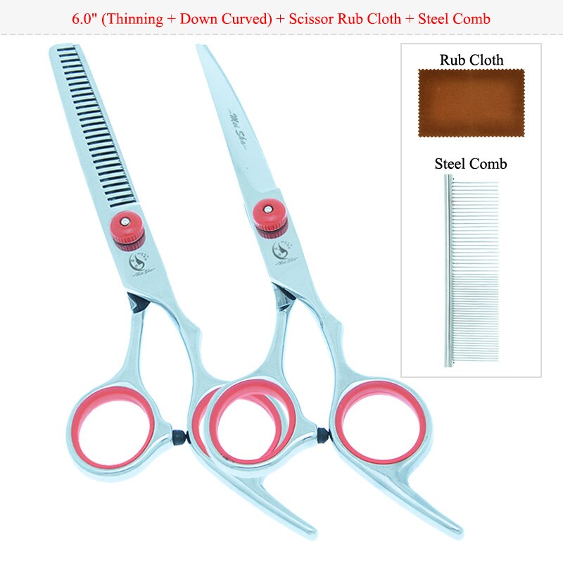 Meisha 6 inch Pet Grooming Scissors Dog Fur Clipper Straight Thinning Curved Shears Puppy Styling Tools B0001A: B0001A-13-60