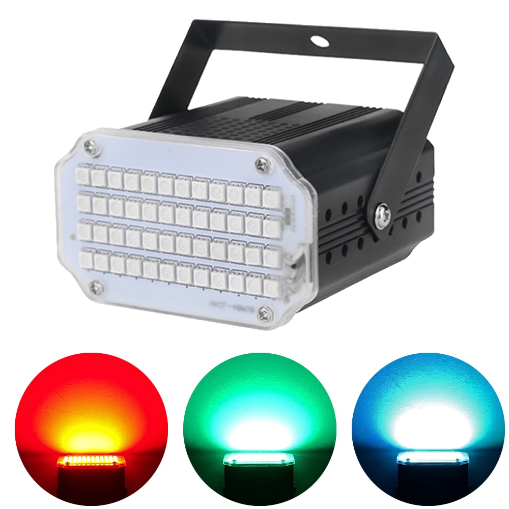 48 ledet rgb 3 i 1 strobe lys diskotek dj parti bar jul klubb ekstern lyd aktivert blits lys scene lyseffekt par lampe
