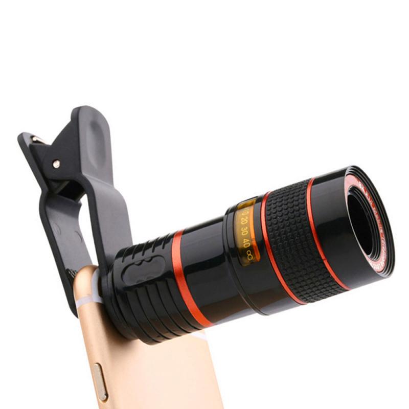 Universal 8x/12x Phone Lens Optical Zoom HD Telephoto Camera Clip-on Macro Lens Kit For Smartphone Telescope Focus Len