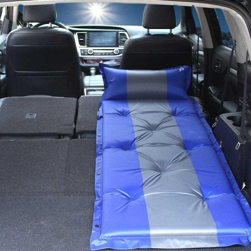 Adult Travel Bed Automatic Car Mattress SUV Foldable Rear Seat Sleeping Pad Folding Trunk Inflatable Multi-Function Camping Mat: Blue 3CM thick