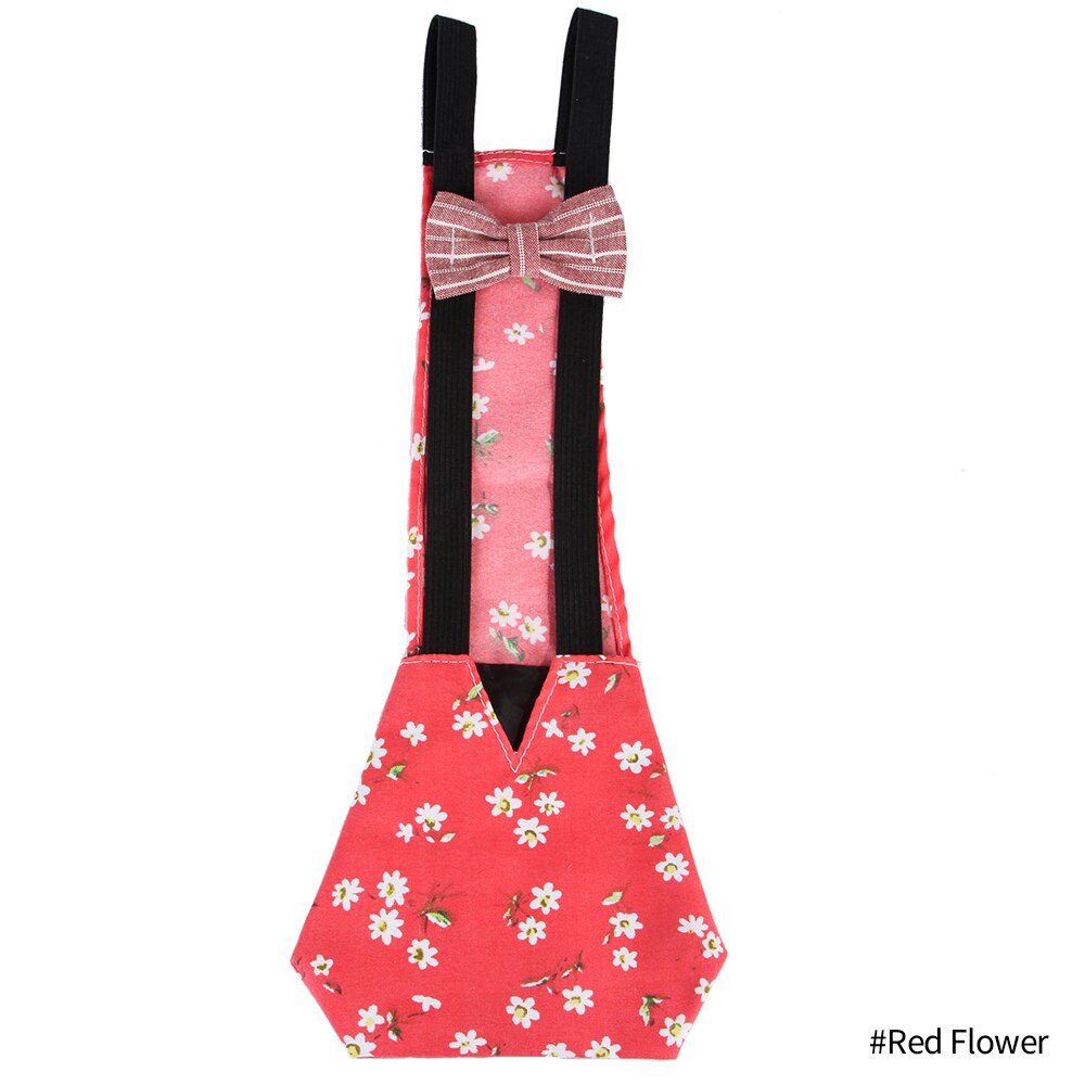 Adjustable Printing Duck Diaper Bowknot Chicken Nappy Clothes Washable Pet Diaper for Farm Goose Duck Chicken Poultry: Red Flower / S