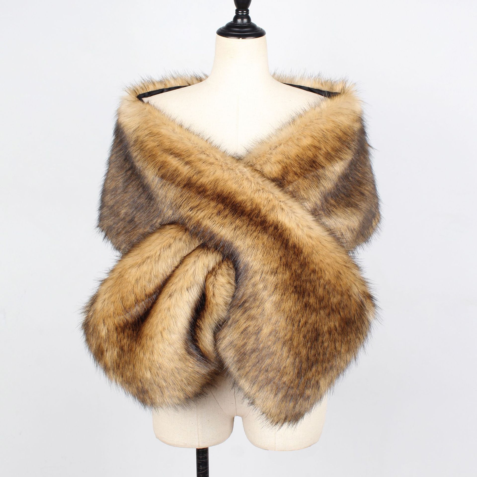 PEORCHID Blue Faux Fur Wedding Shrug Bolero Bridal Shawls And Wraps Stola Elegante Donna Red Women Party Winter Wedding Cape: 7