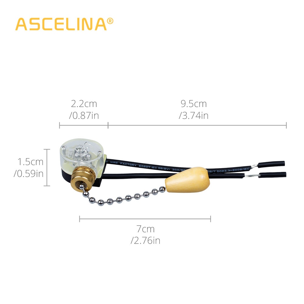 1Ps 3A 250VAC Momentary Action Ceiling Fan Two Wires Light Pull Chain Switch push in wire connectors starter led controle