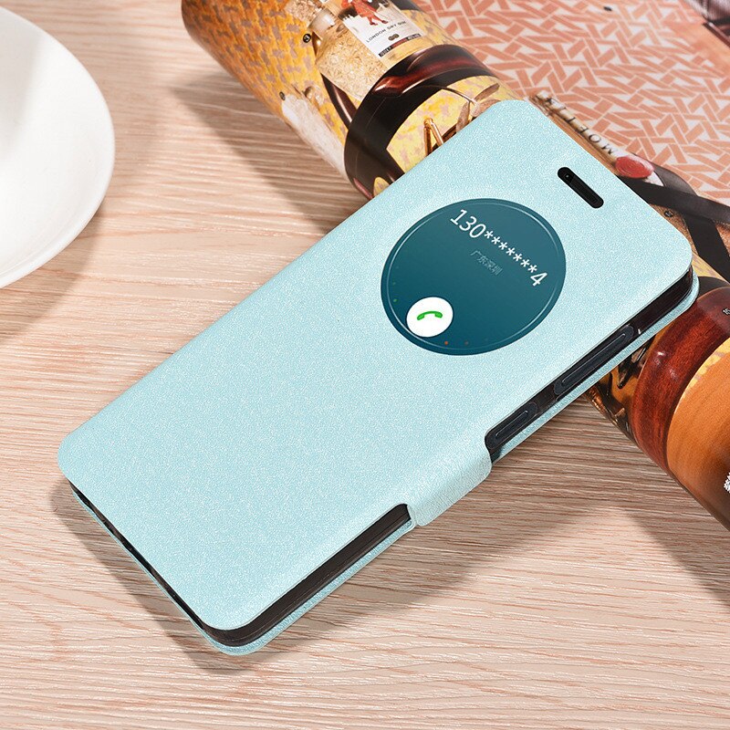 Leren hoesje lenovo zuk  z2 pro hoesje kijkvenster flip stand cover voor lenovo zuk  z2 z2 plus telefoonhoesjes tas  z2121 z2131 fundas: Voor zuk  z2 pro / Hemelsblauw