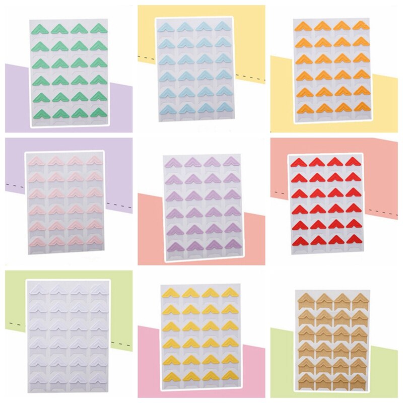 24pcs/sheet Retro Solid Color Photo Corner Stickers for DIY Photo Albums Excellent Handwork Frame Decoration Scrapbooking Set