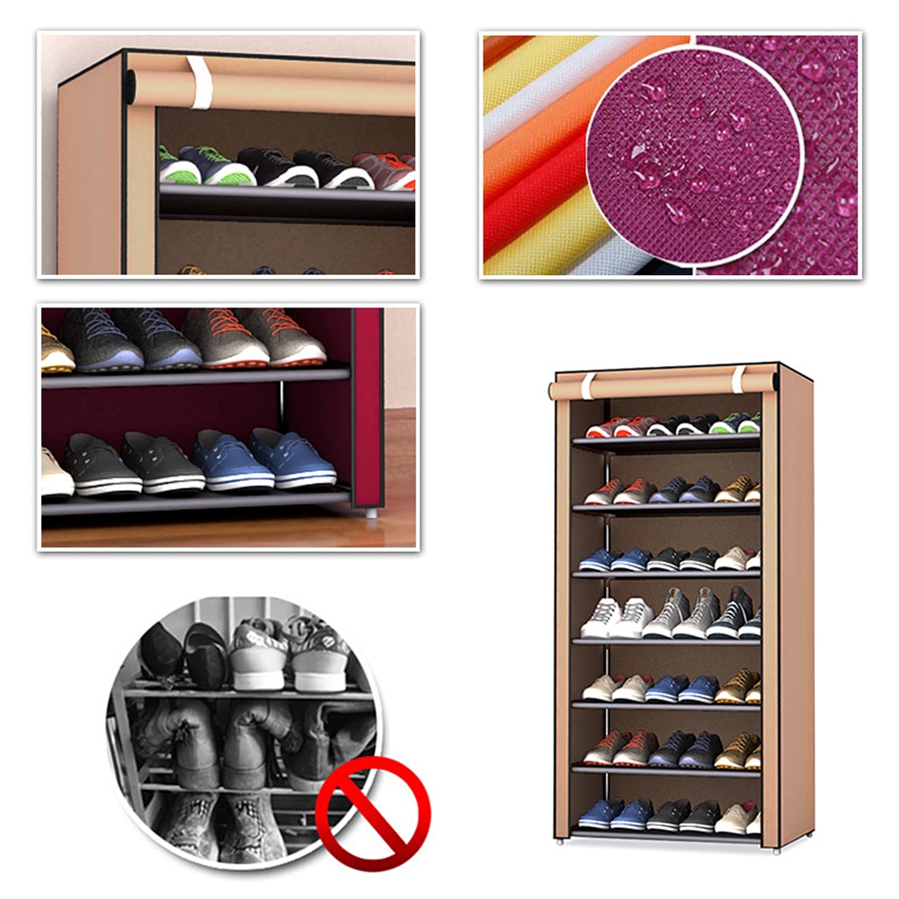 4/5/6/8/10 Lagen Schoenen Rek Met Stofdicht Doek Niet-geweven Stof Schoen stands Organizer Closet Thuis Schoenen Opslag Houder Plank