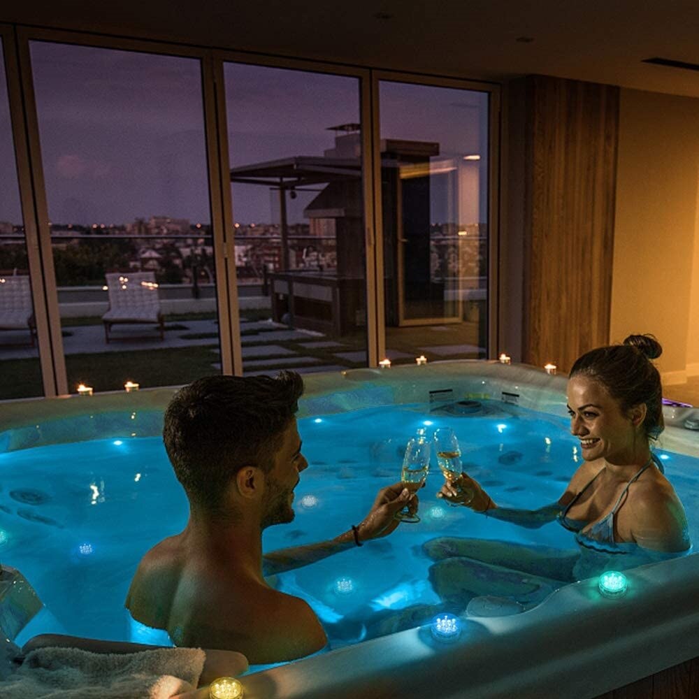 10 led piscina lâmpada de luz submersível rgb ip68 controle remoto à prova dwaterproof água luzes subaquáticas lagoa natação decorativa