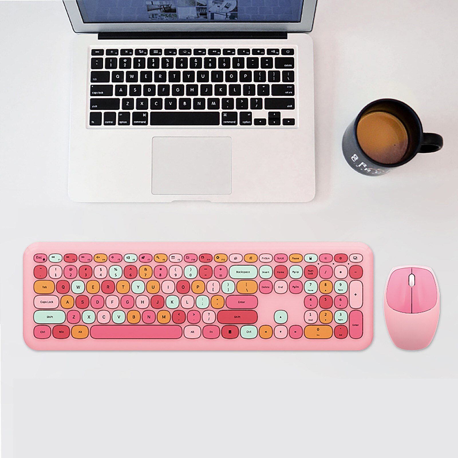 Jelly Comb Wireless Keyboard Mouse Combos For Desketop Laptop Notebook 2.4g Wireless Number Pad Pink Girl Keyboard And Mouse Set: pink