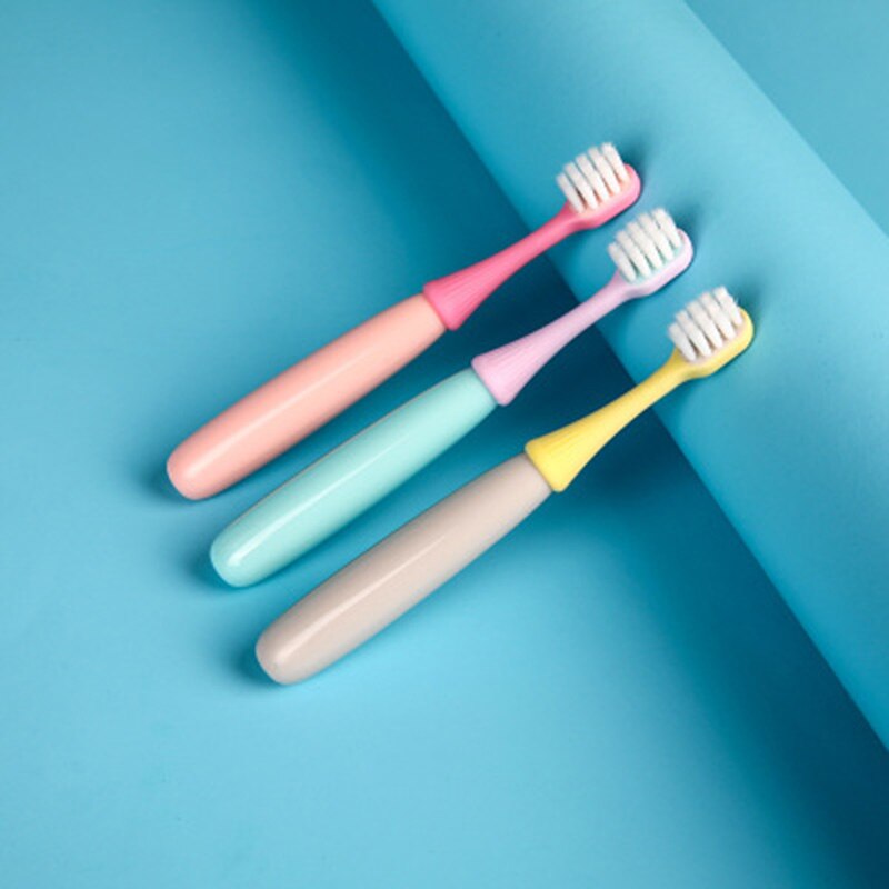 3 Sets of 3-5 Years Old Small Mushroom Silicone Brush Head Cartoon Superfine Soft Hair Toothbrush