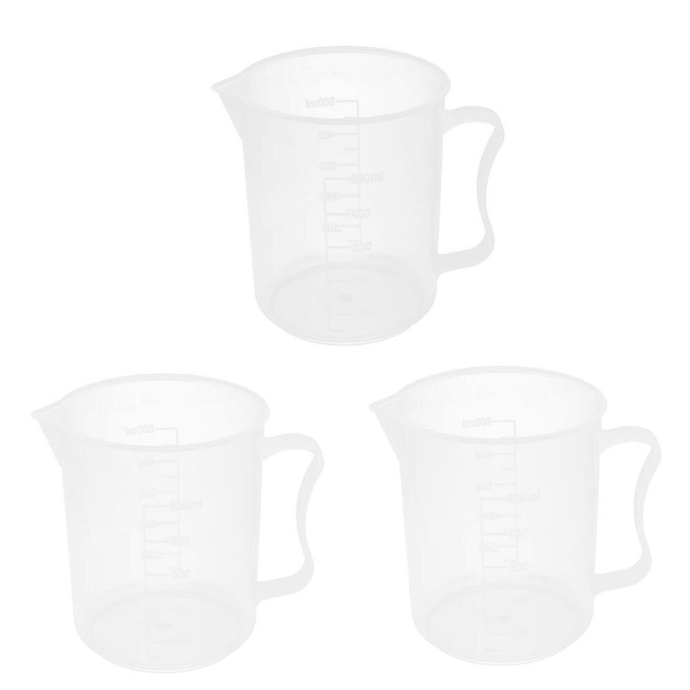 1~5PCS 250ml-3000ml Liquid Measuring Cup Can Be Used For Baking Kitchen School Laboratory PP Material Measuring Cup With Handle: 3PCS x 500ml