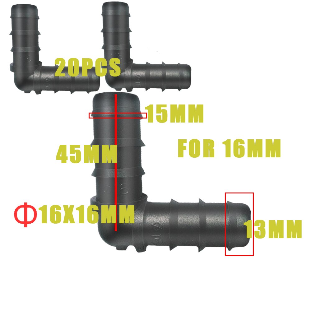 Buizen Fitting 16 20 Mm Tee Elleboog Gelijke Barb Connector End Plug Micro Drip Adapter & Pijp Haak Verbinding Bevestiging clips Tuin: 3