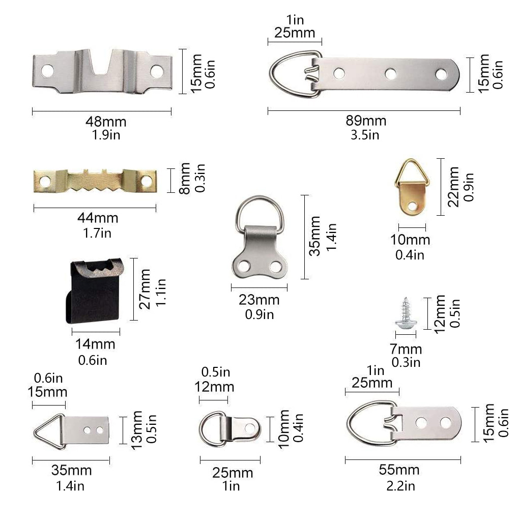 96Pcs Hardware Mounting Accessories Frame Clock Metal Kit with Storage Box Screw Set