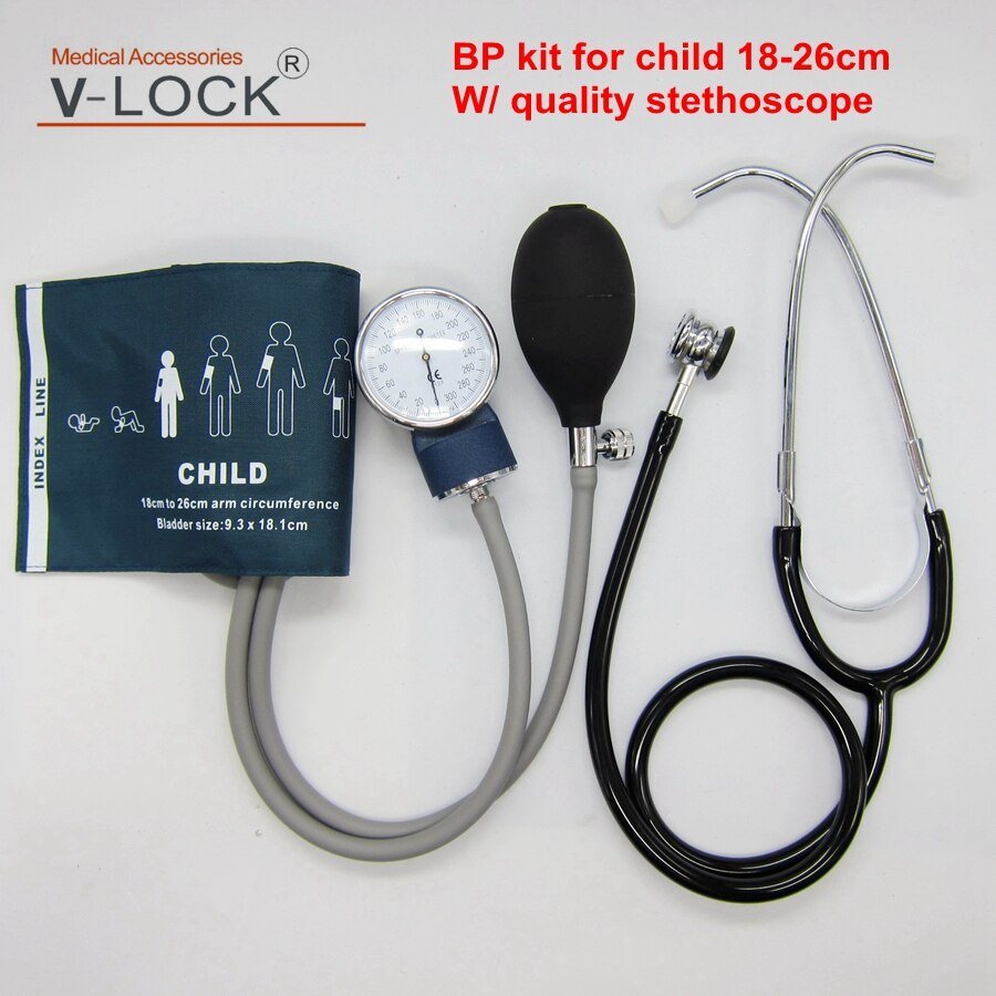 V-LOCK Professionele Kind Bp Monitor Aneroid Bloeddrukmeter Bp Manchet Kit Met Stethoscoop