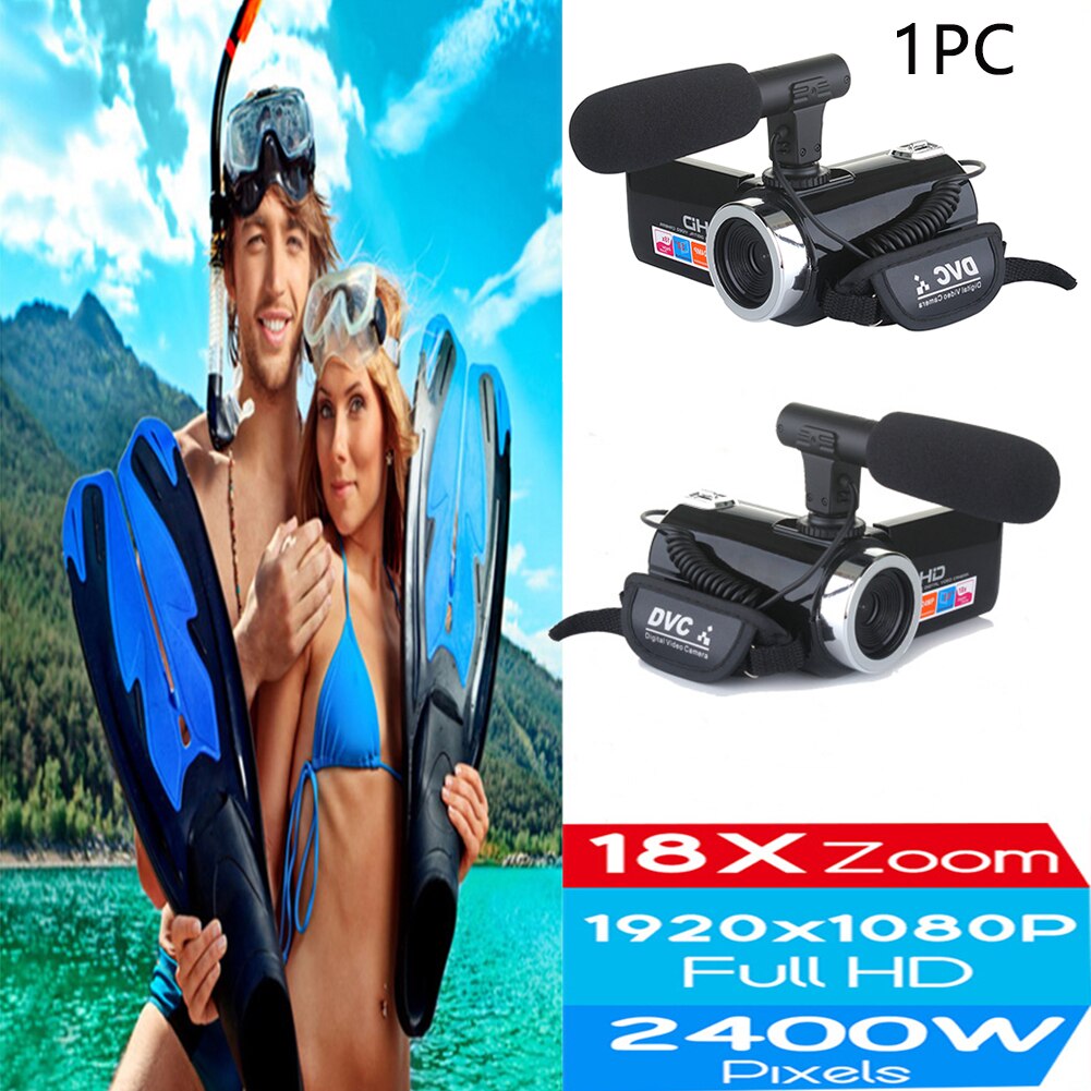 Video Camera Portable 18X Digital Zoom Outdoor Photography 24.0MP AV Interface 3.0inch LCD Full HD COMS Sensor With Microphone