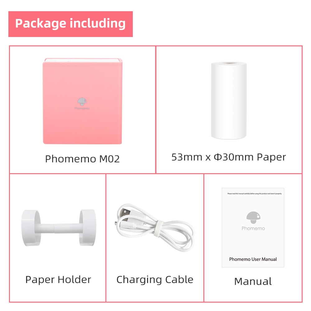Phomemo M02 Thermische Draagbare Printer Mini Impresora Foto Printer Pocket Adhesive Label Sticker Draadloze Printer Voor Diy Journal