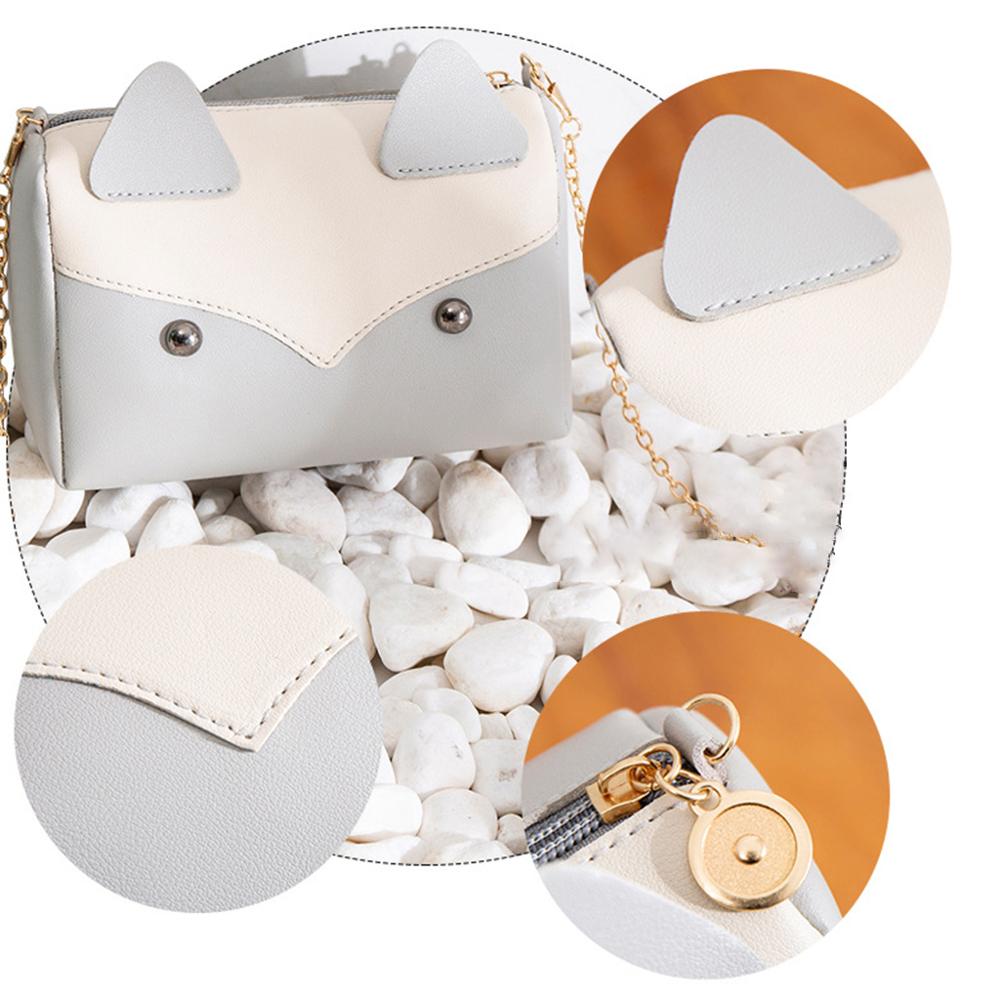 Damesmeisjes schattige cartoon patronen handtas kleine pu leren ketting riem crossbody schoudertas