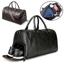 Stor rejsetaske sort fitness yoga skuldertasker separat plads til sko håndtasker mænd læderbagage sac de opbevaringspakke