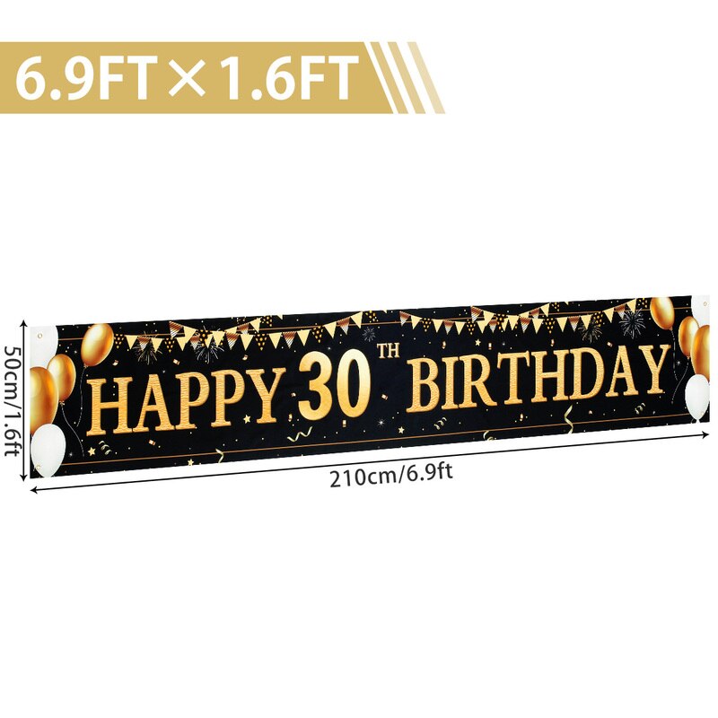 Large Size Birthday Banner Birthday Party Decoration 30 40 50 60 70 80Years DIY Birthday Background Banner Hanging Flag 210x50cm