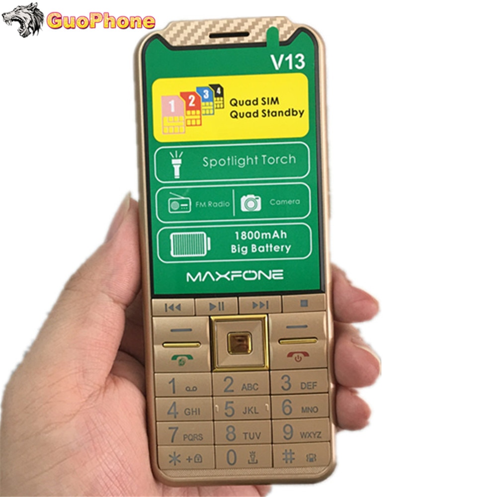 V13 Taster Handy 2.8 "Quad Sim Grund Großen Tastatur Bluetooth Taschenlampe MP3 Radio Kamera BigHorn 4SIM Günstige telefon