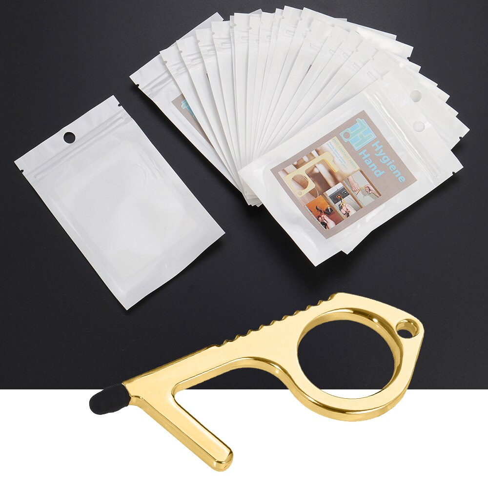 2pc cuivre alliage d'aluminium Anti-contact ouvre-porte écran tactile porte-clés pas de touche clé ouvre-porte poignée de porte presse ascenseur outil