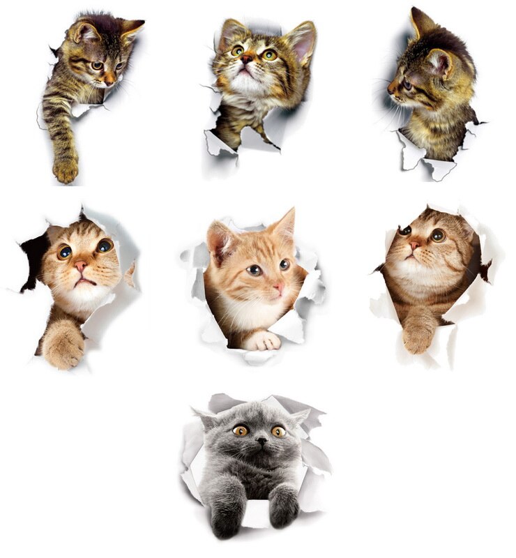 1Pc Leuke Katten 3D Muursticker Voor Woonkamer Kinderkamer Home Decoratie Art Decals Muurschildering Kitten Puppy stickers Behang