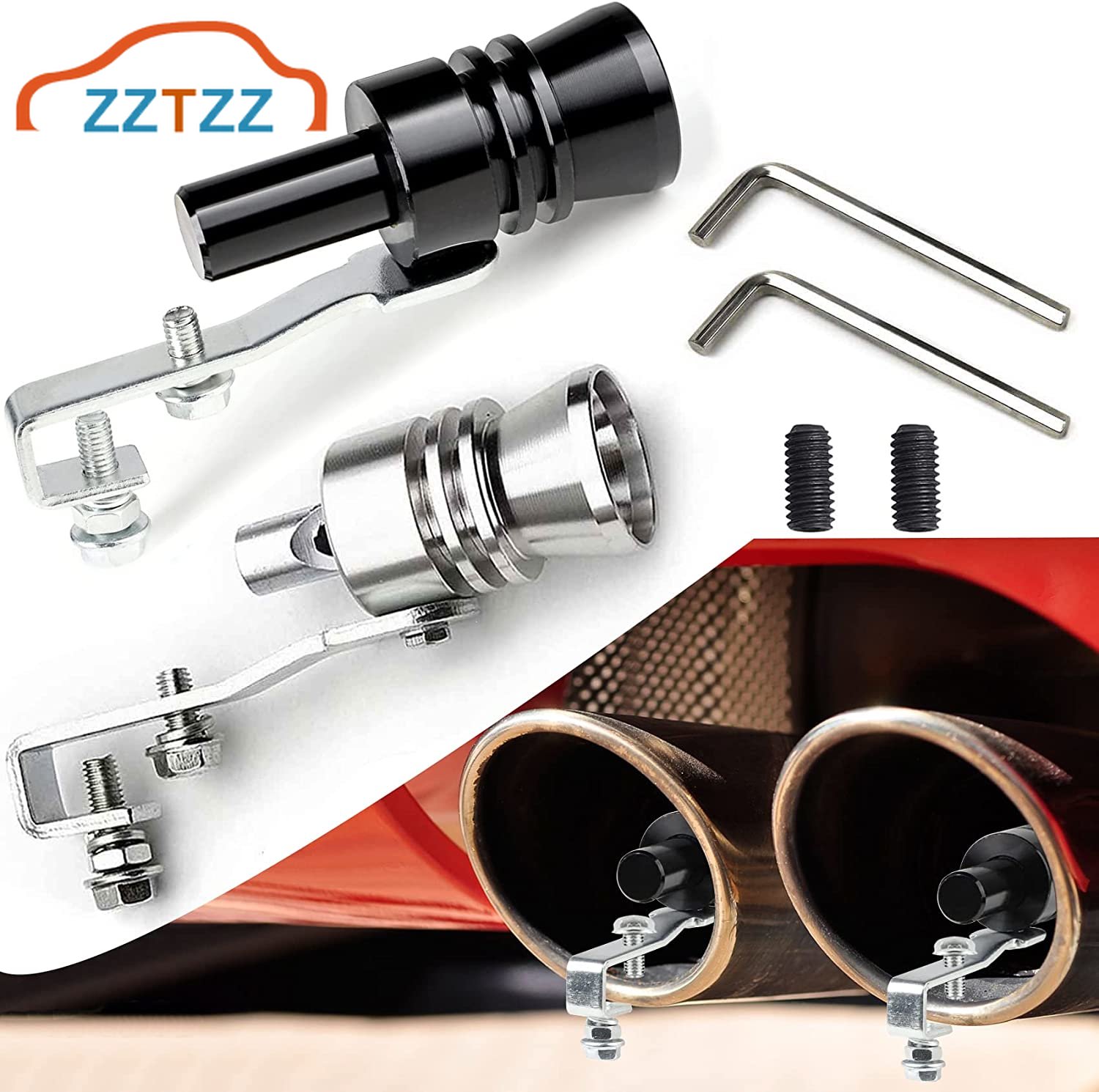 1 stk. turbofløjte universal turboudstødningsfløjte, lydforstærker passer til de fleste biler, sedaner og lastbiler