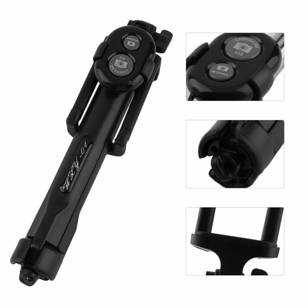 Trådløs selfie stick  bt 4.0 fjernudløser håndholdt mobiltelefon selfie stick monopod stativ holder til ios android smartphones