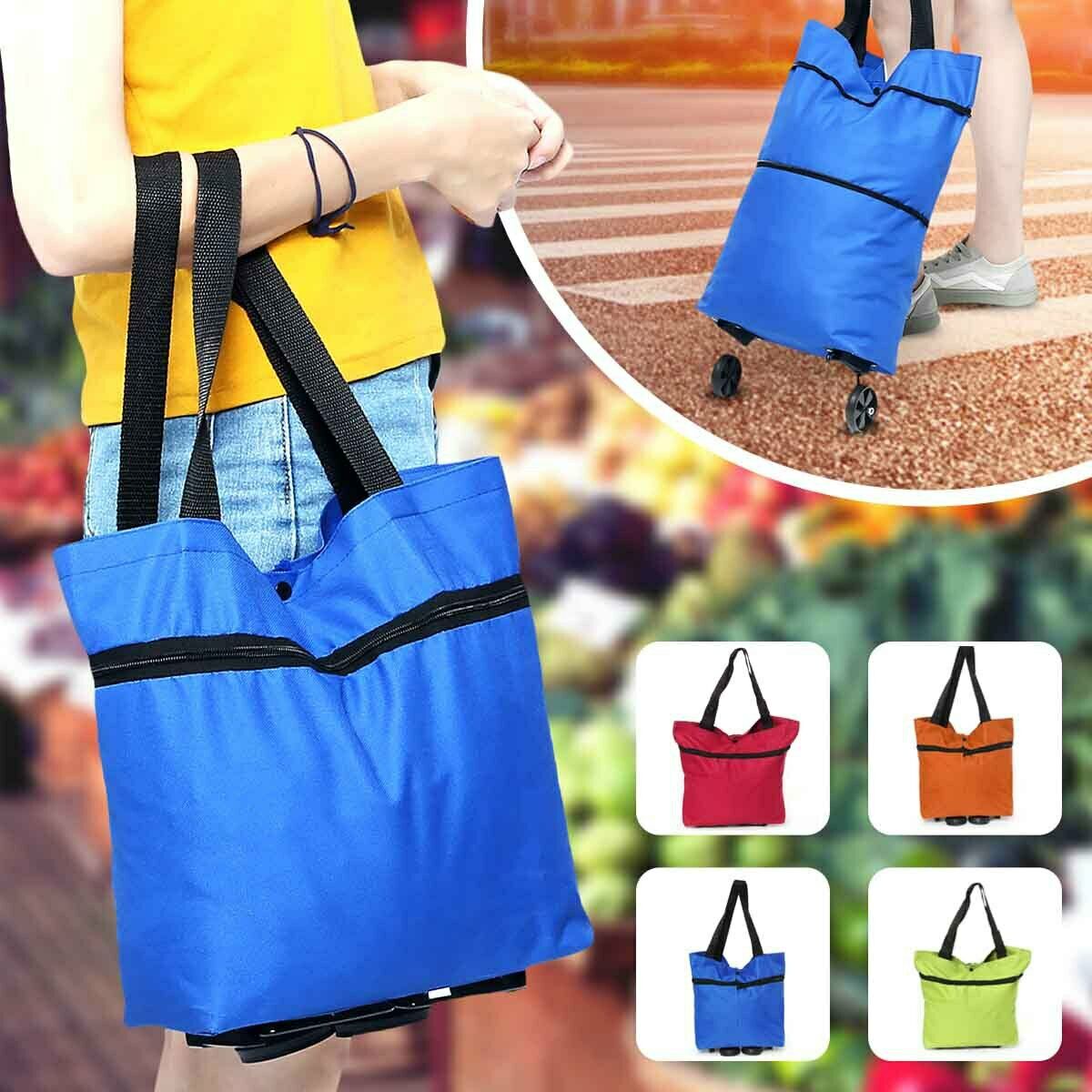 Folding Shopping Bag Pull Rod Trolley Grocery Ligh... – Vicedeal