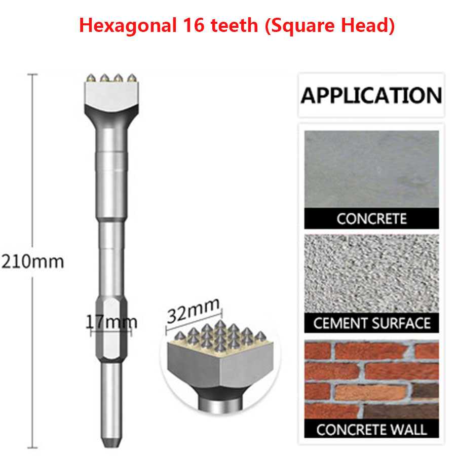 Drill Bit Flower Hammer Chisel Cement Concrete Wall Hit Lychee Surface Electric Pick Electric Hammer One Alloy Hair Hit Artifact: Silver
