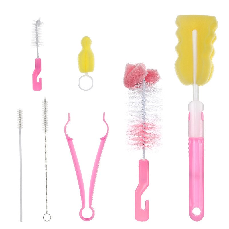 Esponja de limpeza para garrafas de bebê, esponja giratória de 360 graus, escova com cabo, utensílios de limpeza, lavagem
