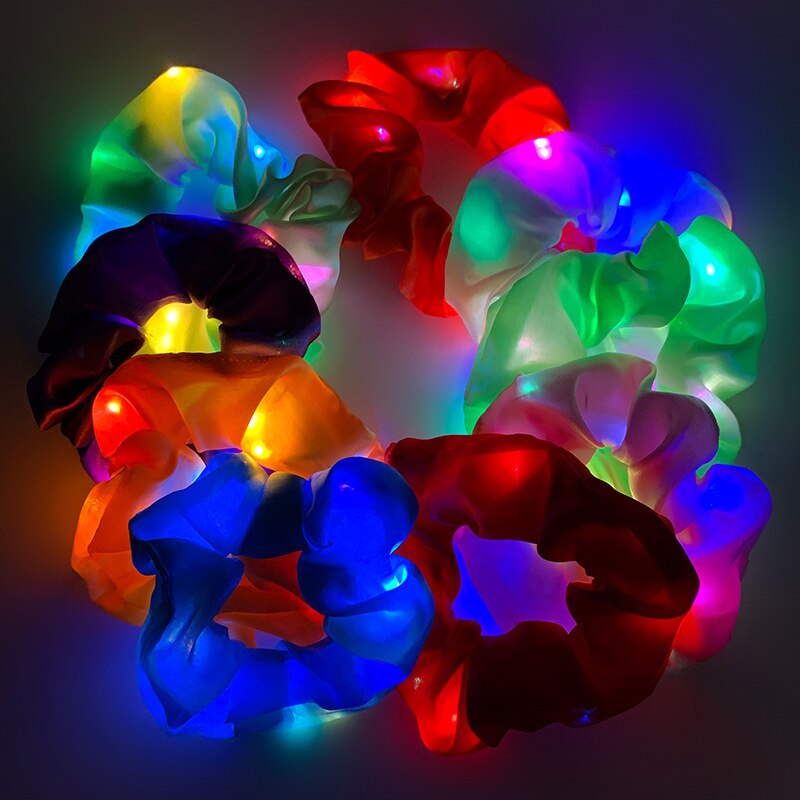 Diademas LED para niña, cintas luminosas para el pelo, coleta elástica , accesorios para el cabello de Color sólido
