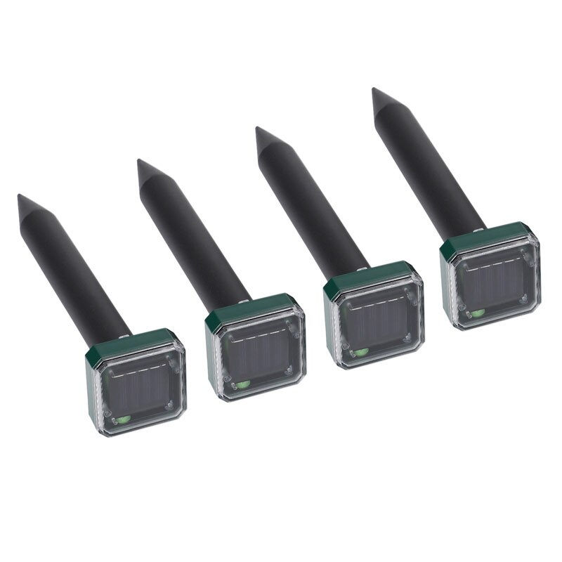 Mole Repellent, 4 Pack Ultrasonic Animal Repellent Solar Powered Gopher and Vole Chaser Humane Rodent Repellent