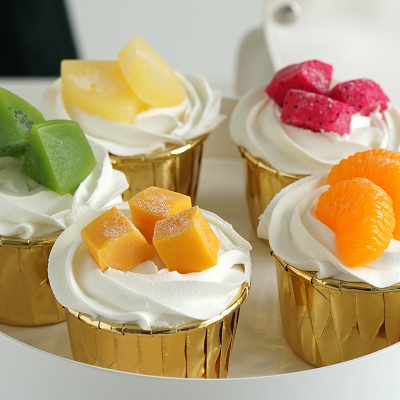 Simulatie Fruit Cake Realistische Taart Etalage Model Decoratie Simulatie Cup Cake Aardbeientaart