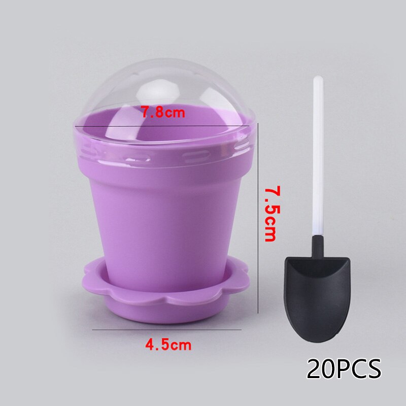 20sets Plastic Pot Cake Pudding Disposable Cups Dessert Fruit Cake Cup For Birthday Wedding Party Pudding Ice Cream Cup With Lid: purple