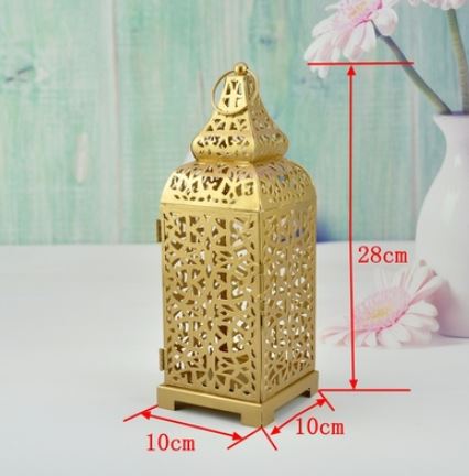 28 *10 cm opengewerkte, uitgesneden vintage metalen holle kandelaars, marokkaanse europese kandelaar hanglampen: Goud