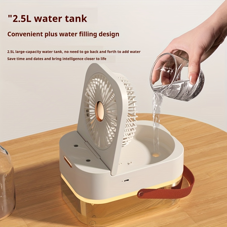 Kabelloser Luftbefeuchter mit Ventilator, 2,5 l, großes FassungsvermöGen, Wassernebel, USB, tragbare Klimaanlage, Diffusor für sterben Fernbedienung von Zuhause und Zimmer