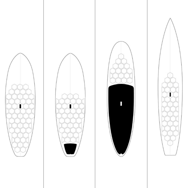 Hexa traction waxless surfboard deck grip-surboard antislipmat (transparant)